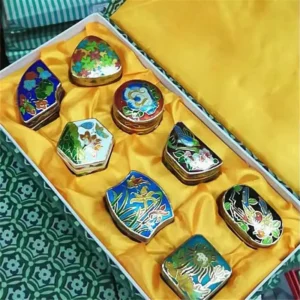 kf-S419334c4cb2a4fb298d487de107bcbf3D Traditional Chinese Cloisonne Jewelry Storage Box Set