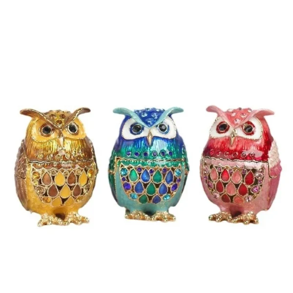 kf-S702f0636f2c64052bbd118d6b8520e19Z Cloisonne Owl Jewelry Box Storage Ornament