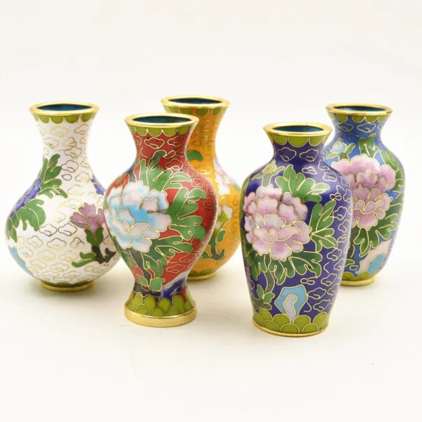 kf-Sbfa2edc9a17c4db48863e5659bdb0901P Traditional Cloisonne Vase Collection Home Decor Set