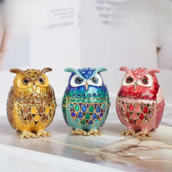kf-Sec2e5821de244fd4bf6f55aac713e9b8L Cloisonne Owl Jewelry Box Storage Ornament