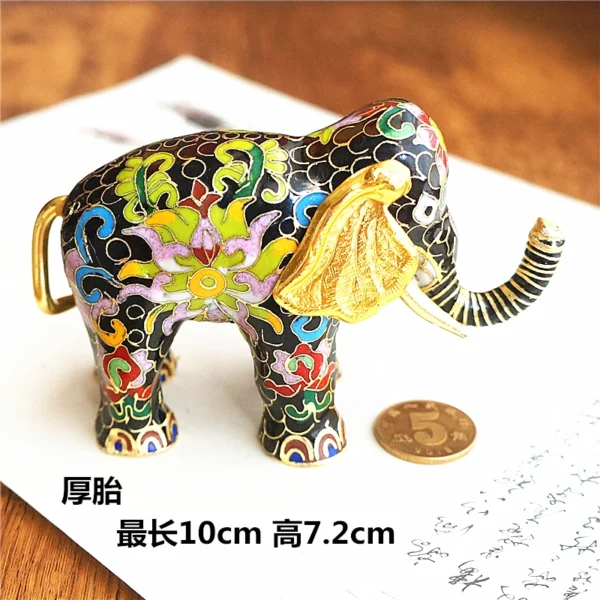 kf-Sf1a8330932ce46cf9a43fe7a6d022c61H Vintage Cloisonne Elephant Figurine Copper Enamel Decor